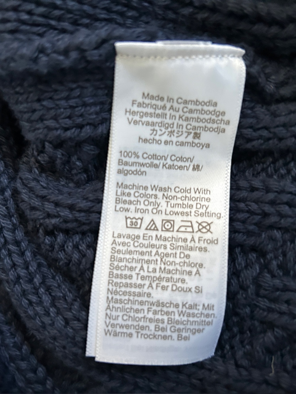 NWT J. Crew Women’s Navy Blue Cotton Cable-Knit Crewneck Sweater Medium Preppy - Picture 5 of 6